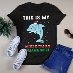 This Is My Christmas Pajama Dolphin Xmas Light Gift Tshirt