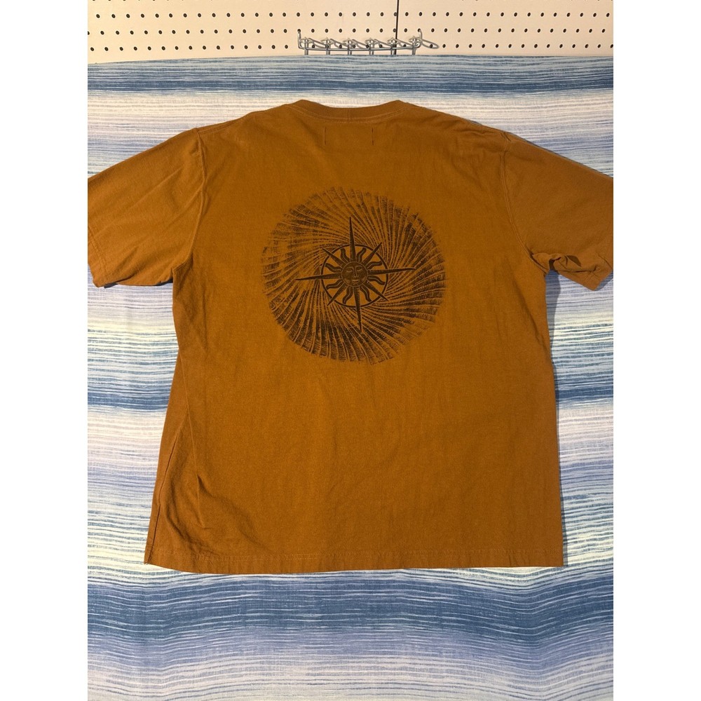 Upcycled Carhartt Pocket T Block Print Sun Graphic Brown Mens XL Sun Collection