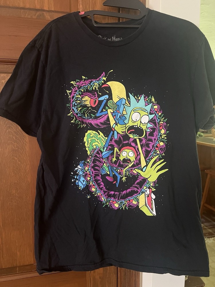 Rick and Morty LootWear Exclusive Black Graphic T-Shirt Mens Large Adult Swim