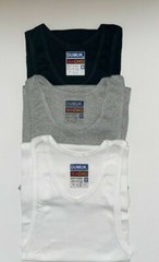 3 Pieces Men’s A-Shirt 100% Cotton Tank Top Ribbed Undershirt Black White Gray