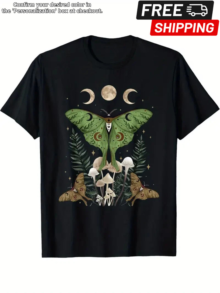 Fairy Grunge Fairycore Aesthetic Goth Luna Moth Mushroom Men’s T-Shirt