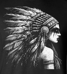 Native American Indian Girl T-Shirt / Feather War Bonnet