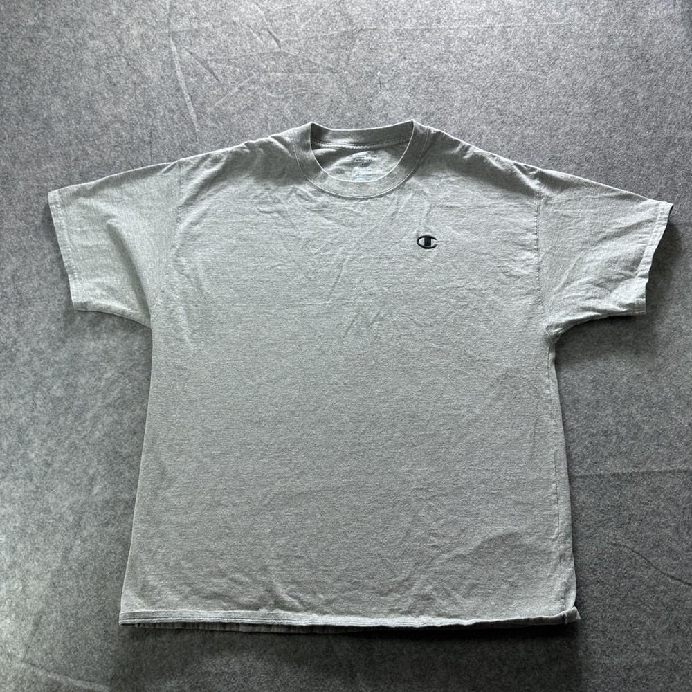 Champion Shirt Mens XL Gray Tagless Small C Logo Chest Tee Crewneck Cotton