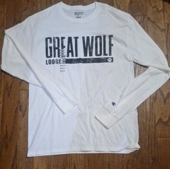 Champion Long-sleeved White Shirt Medium; Great Wolf Lodge