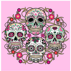 T-SHIRT–SUGAR SKULLS COLLAGE