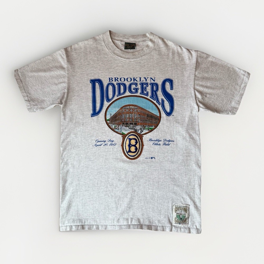 Vintage Brooklyn Dodgers Shirt XL Gray 90s MLB Baseball New York Jackie Robinson