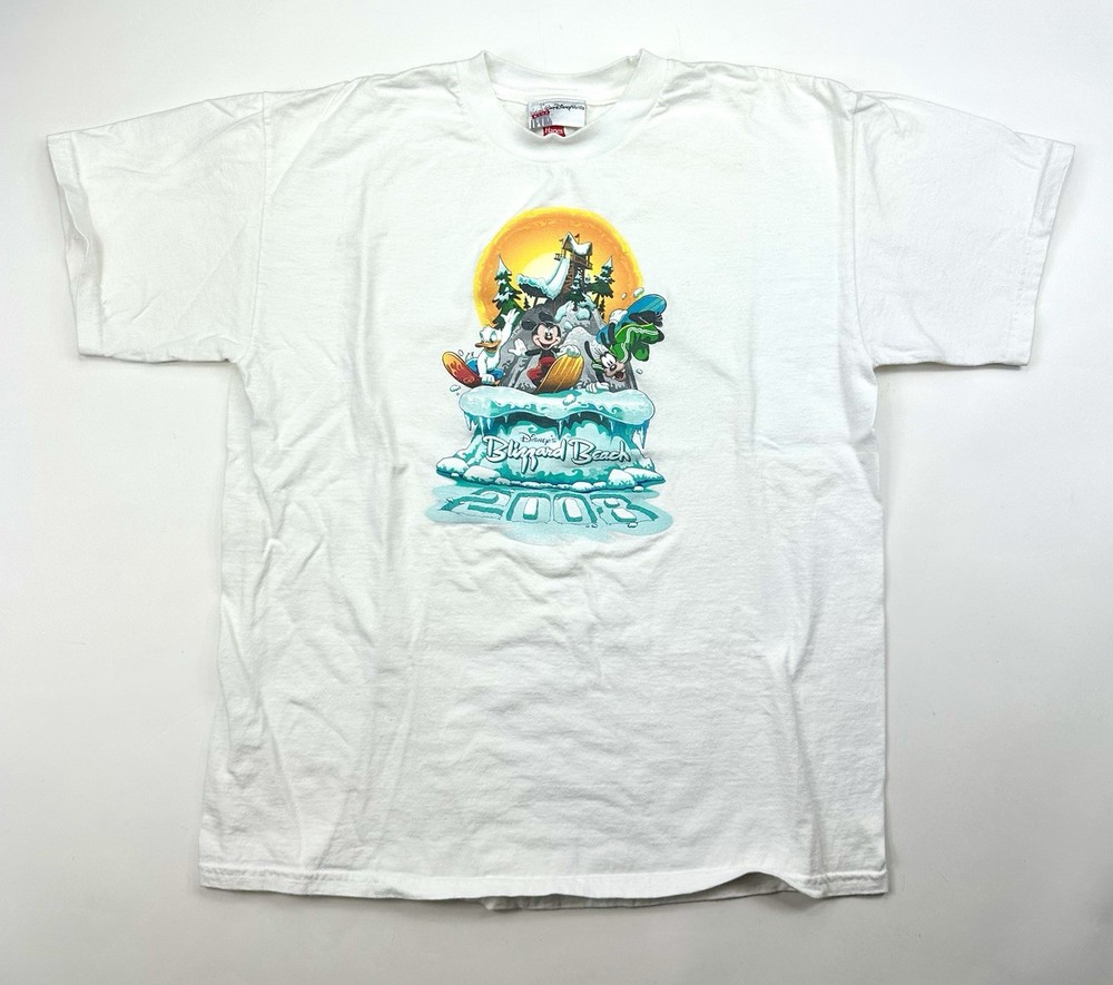Disney Blizzard Beach 2008 Size XL Graphic Tee With Mickey Donald and Goofy