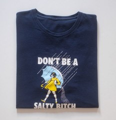 MORTONS SALT FUNNY VTG Y2K COMEDY DONT BE SALTY RETRO GRAPHIC BLUE T SHIRT 2XL