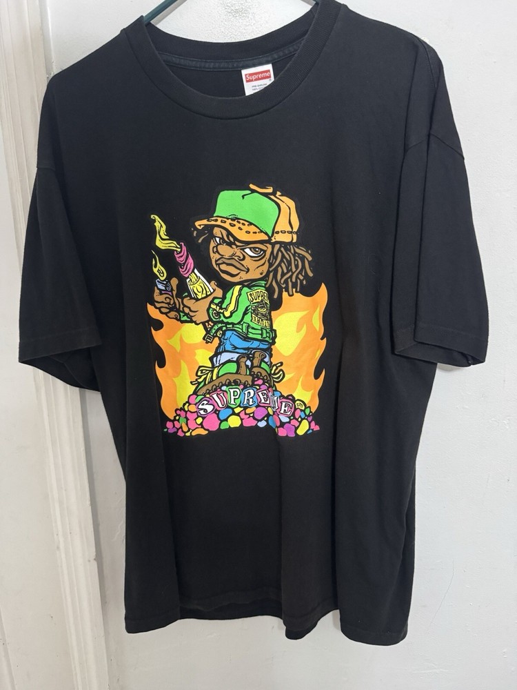 Supreme Molotov Kid Black Tee Size Large SS19 Pre Owned 100% Authentic
