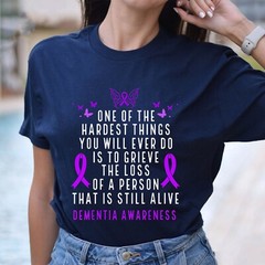 Dementia Awareness Month Butterfly Warrior Alzheimers Cancer T-Shirt