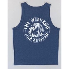 Chubbies Mens Tank Top Large Blue The Weekend Has Arrived Palm Tree NWT