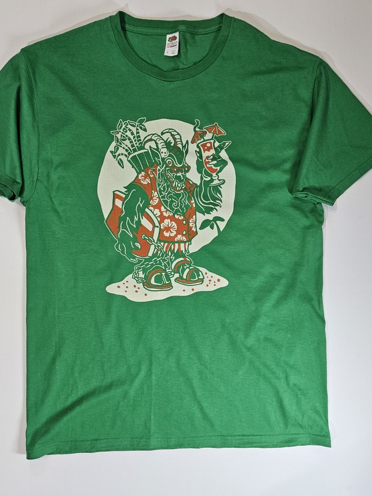Krampus T-shirt Mens Large Green Fruit Of The Loom Christmas Holiday Horror Tee