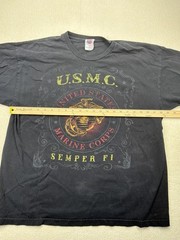 USMC United States Marine Corps Semper Fi Black T Shirt XL Made in America
