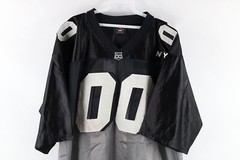 NOS Vtg Streetwear Mens Large Striped New York Hip Hop Spell Out Football Jersey
