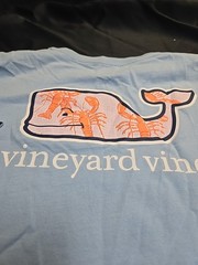 Vineyard Vines Kid M 12/14 Pocket Crew Tee T-Shirt “LOBSTER TOSS WHALE FILL”