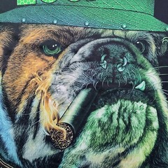 PLUSART Cigar Smoking Gangster Bulldog Men Large Black Double-Sided T-Shirt NEW