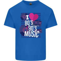 I Love 80s 90s Music Pop Rock Acid House Mens Cotton T-Shirt Tee Top