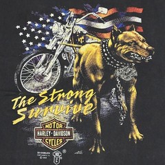 1988 Harley Davidson 3D Emblem The Strong Survive Bulldog Eagle XL Shirt REPRINT