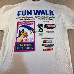 Checkered Flag Sports NASCAR Fun Walk Charity T-Shirt White XL Mens Graphic Tee