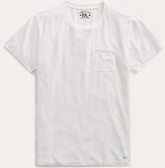 Ralph Lauren Double RRL White Jersey Knit T-shirt Mens Large Left Chest Pocket