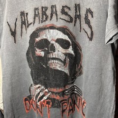 Valabasas Graphic Tee Mens sz S Grunge Skull Don’t Panic Gray 100% Cotton Street