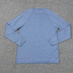 Faherty Shirt Mens Medium Blue Striped Cloud Cotton Henley Long Sleeve Preppy