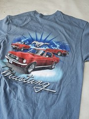 Ford Mustang Blue Delta Pro Weight Double Sided Classic Cars T-Shirt – Large