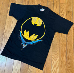 Single Stitch Vintage 80s Batman DC Comic Graphic Tee Black Cotton M Made in USA
