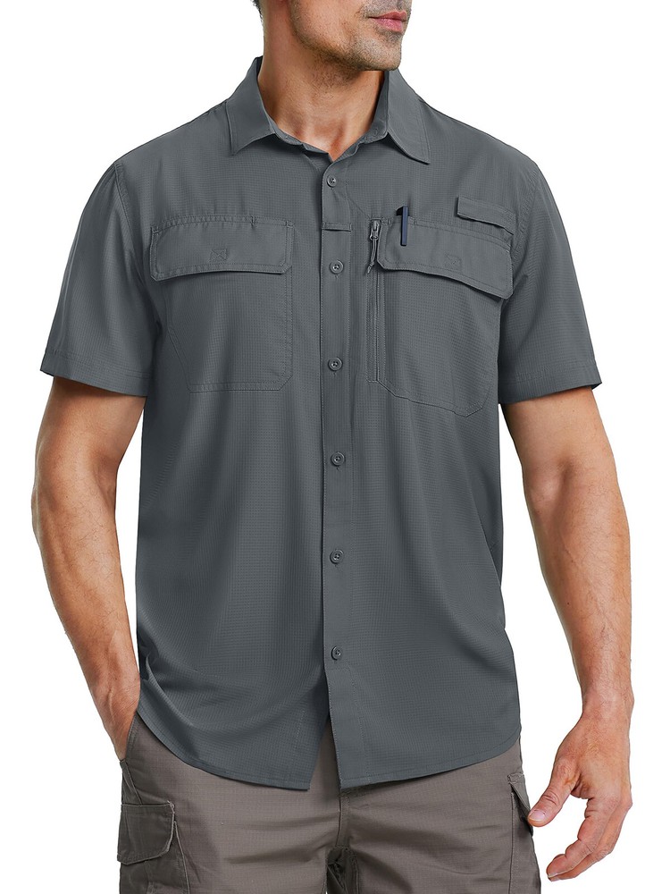 UPF 50+ Sun Shirt Quick Dry Cool Hiking Shirt Short Sleeve Outdoor Casual Work T