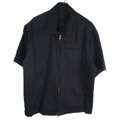 Tom’s Black Short Sleeve Zipper Work Shirt Size Large
