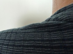 Vintage Y2K Ribbed V-Neck Shirt Men Medium Stretchy Black Gray Striped Claiborne