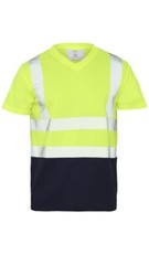 New Mens Hi Vis Viz Visibility Short Sleeve Safety Work Crew Neck Hi Viz T-Shirt