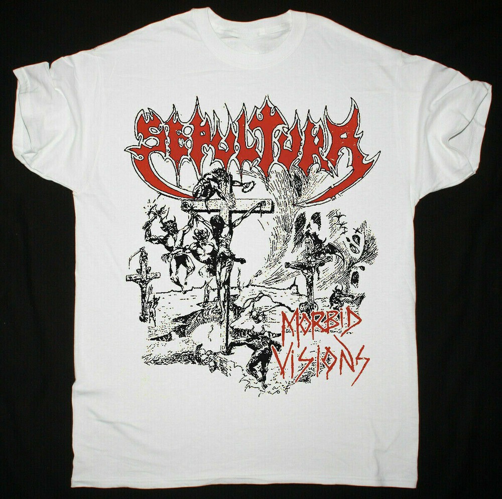 SEPULTURA MORBID VISIONS SHort Sleeve Cotton White Men S-5XL T-shirt