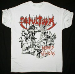 SEPULTURA MORBID VISIONS SHort Sleeve Cotton White Men S-5XL T-shirt