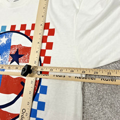 Smiley Face 250 Years USA Flag Men’s Medium Pullover T-shirt Short Sleeve White