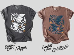 Retro Botanical Birds T-Shirt, Folk Art Bird Shirt, Vintage Nature Tee, Cottagec