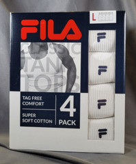 FILA 4 Ribbed Tank Tops L White Soft 100% Cotton Tag-Free Classic Fit SHIPS FREE