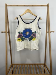 VTG 70s Poly Tees Hawaiian Islands Surf Tank Top Shirt Double Sided Print Size M
