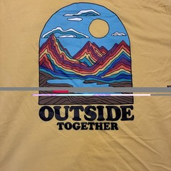 Eddie Bauer ~ Men’s Size L Yellow / Rainbow Logo Graphic Short Sleeve T-Shirt