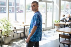 Hand Tie Dyed Men’s V Neck T Shirt Size XL CSG 100% Cotton OOAK