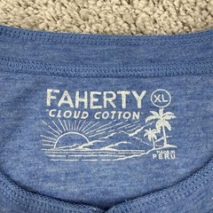 Faherty Cloud Cotton Henley Mens XL Blue Long Sleeve Pima Cotton Modal Peru Made