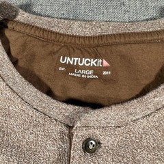 UNTUCKit Urey Henley Mens Large Tan Long Sleeve Heathered Knit Shirt 40983