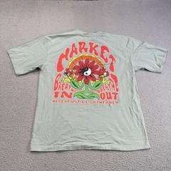 Market Shirt Mens XL Green Psychedelic Flower Mushroom Yin Yang Graphic Tee
