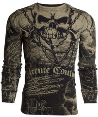 Xtreme Couture AFFLICTION Men’s Long Sleeve T-Shirt KILLER Crewneck Skull Tattoo