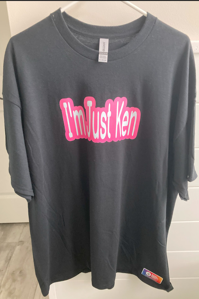 I’m Just Ken T-Shirt Barbie Movie Custom Tee Size 2XL Black BRAND NEW Halloween!