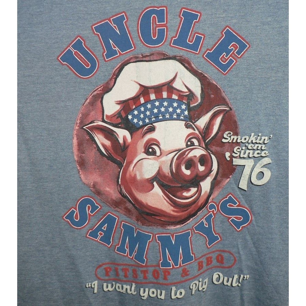 Academy Sports Uncle Sammy’s Pitstop & BBQ Short Sleeve Crew T-Shirt Blue Small