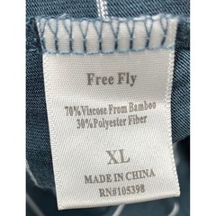 Free Fly Mens XL Bamboo Performance Striped Pocket T-Shirt Blue White Crew Neck
