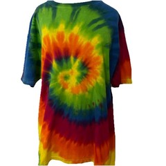 (2) Size L Tie Dyed T Shirts NWOT Hanes & Gildan Green Blue Yellow Orange Red