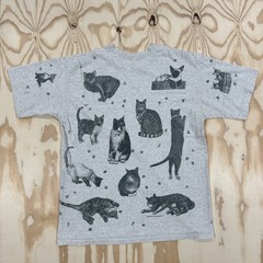 Vintage 90s Cats AOP Double Sided Graphic T-Shirt Fits XL Single Stitch Kitty