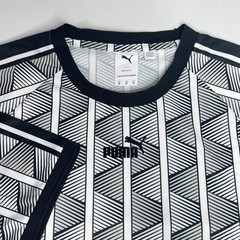 Puma The NeverWorn Geometric Pattern Tee Mens XL Gray Black White T-Shirt Retro
